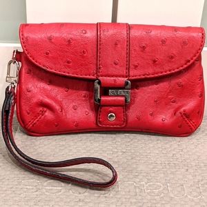 Guess ostrich leather wristlet